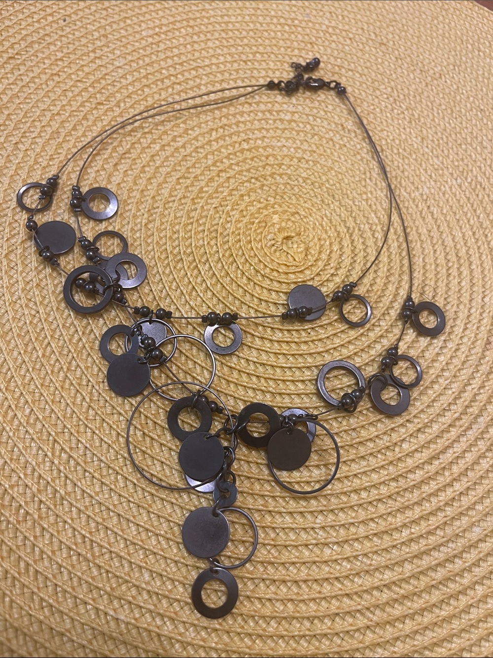 Multi-Ring Black Layered Necklace - Women's Fashion Jewelry